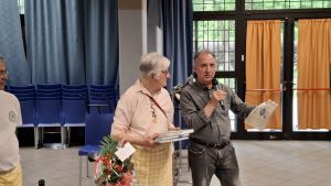 Claudia Caramaschi (presidente centro orti buon pastore) e Massimo Minotto (presidente centro anch'io aps)